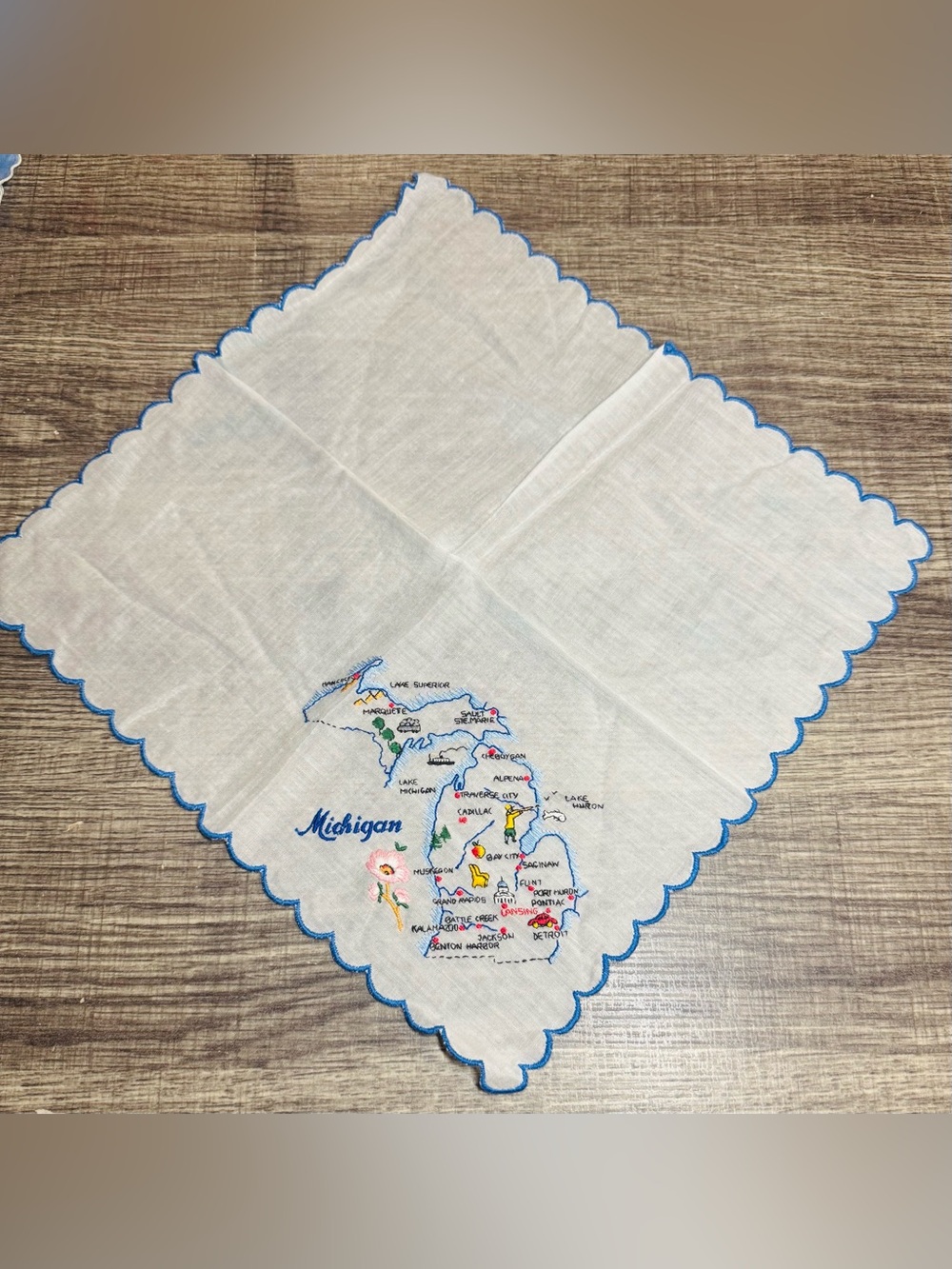 Vintage Michigan & New London WI Souvenir Handkerchief Lot 3 Pc - Picture 2 of 7